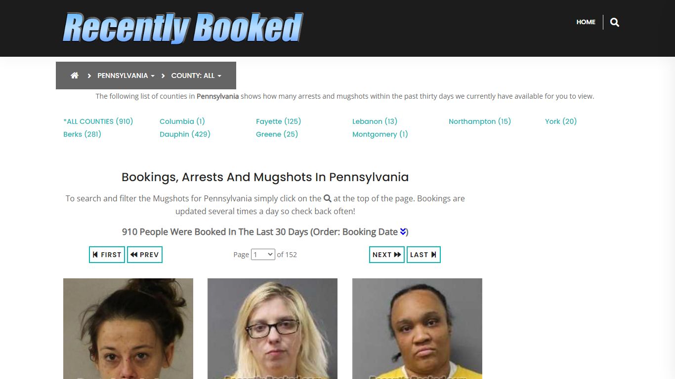 Recent bookings, Arrests, Mugshots in Pennsylvania - Recently Booked